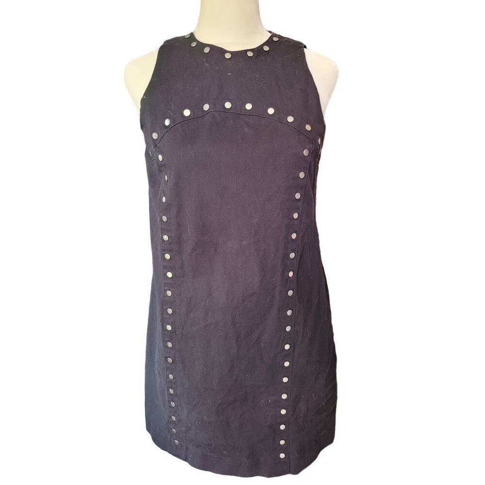 Kate Spade Saturday Black Studded Sleeveless Sheath Dress 2 Party Silver Luxury - Picture 2 of 9